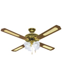 VENTILADOR DECORATIVO 4 LUCES E27 MARRON ORO Φ130 70W 2