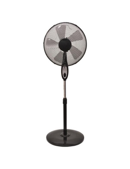 VENTILADOR DE PIE NEGRO CON MANDO Y BASE REDONDA Φ40 60W 5 ASPAS