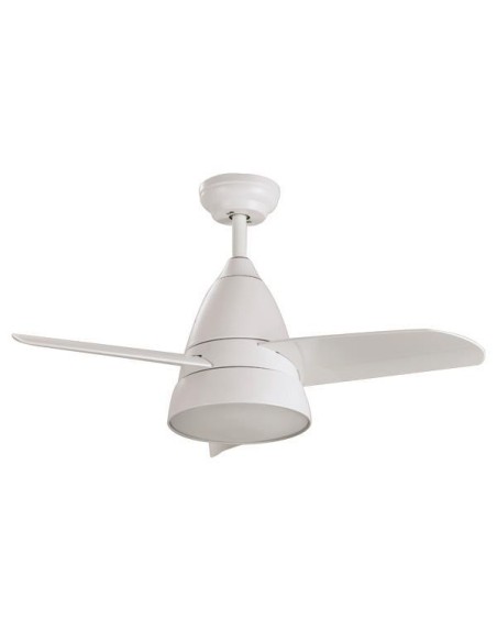 VENTILADOR DECORATIVO BLANCO CON LUZ LED, 3 HOJAS BLANCAS Y 3 COLORIDAS Y CONTROL Φ91 50W