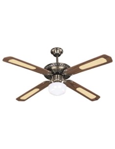 VENTILADOR DECORATIVO 1 LUZ E27 MARRÓN ORO Φ132 70W CON...