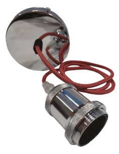 PORTALAMPARAS METALICO, BASE TECHO CROMO CON CABLE...