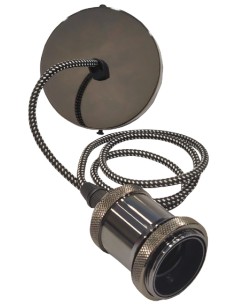 PORTALAMPARAS METALICO, BASE TECHO GRAFITO CON CABLE...