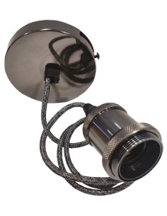 PORTALAMPARAS METALICO, BASE TECHO GRAFITO CON CABLE...