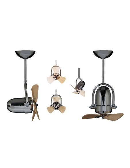 VENTL TECHO FINO 3 ASPAS MADERA CROMADO DIRECCION VIENTO AJUSTABLE