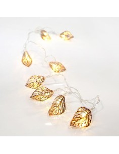 LÍNEA CON BATERÍA, 10 LED BLANCO CÁLIDO CON HOJAS DE...