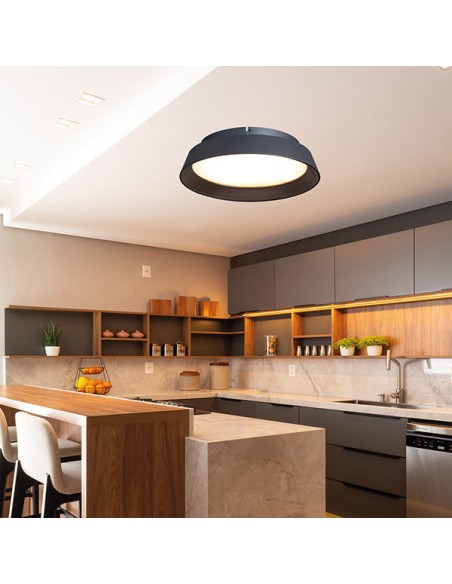 PLAFÓN DE TECHO LED 30W Ø450x90 3000K NEGRO ARENA / CAFÉ