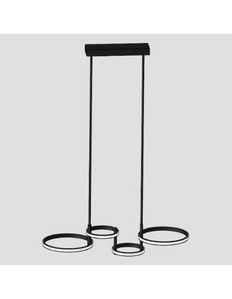 LÁMPARA COLGANTE CUADRIPLE LED 41W 810x280x320 NEGRO