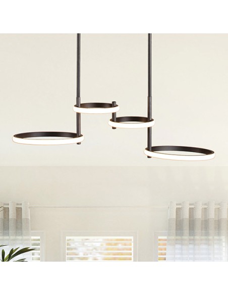 LÁMPARA COLGANTE CUADRIPLE LED 41W 810x280x320 NEGRO