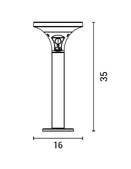 COLUMNA LED CON PANEL SOLAR Y SENSOR DE MOVIMIENTO 3,8W 500lm 160x160x350mm 3CCT IP44 TIPO C