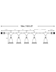 GUIRNALDA EXTERIOR 10m CON 10 PORTALAMPARAS E27, EXTENSIBLE 2