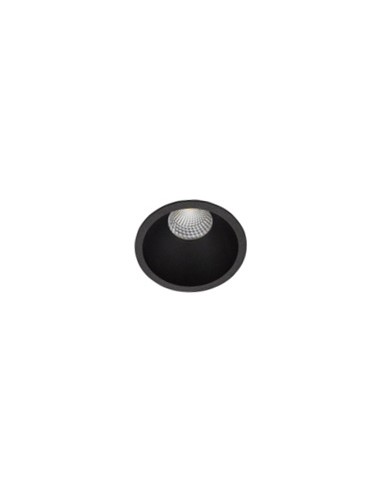 KIT EMP. FIJO "KHONDO" REDONDO NEGRO MATE + PORT + BOMBILLA 6W 38º 4000K