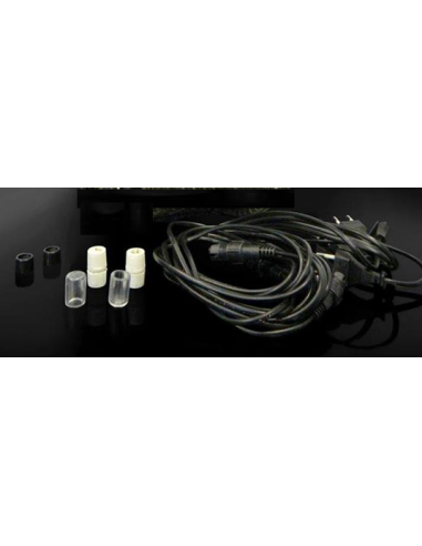 JUEGO DE 5 uds., 1,50 m CABLE (rectificador con fusible), ENCHUFE Y CONECTOR PARA CABLE DE LUZ LED DE 3 VÍAS, IP65