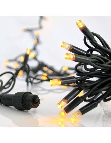 LINEA, 100 LED 5mm CON COPAS, 230V, CONECTOR HASTA 9, HILO GOMA VERDE, LED LUZ DIA POR 10cm, CABLE 1.5m, IP65