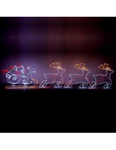 PAPÁ NOEL CON TRINEO Y 3 RENOS CABLE DE LUZ LED 25m 2...