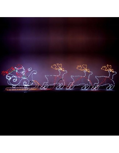 PAPÁ NOEL CON TRINEO Y 3 RENOS CABLE DE LUZ LED...