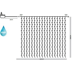 CORTINA, 480 LED 3mm, ADAPTADOR 31V, CABLE TRANSP, LED...