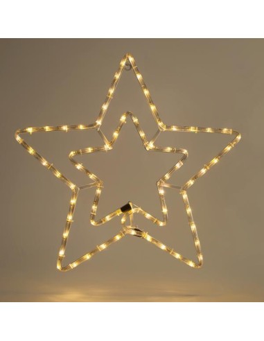 ESTRELLA DOBLE, CABLE LUMINOSO LED 3m, 2 VÍAS, CON PROGRAMA, BLANCO CÁLIDO, 55x56cm, IP44