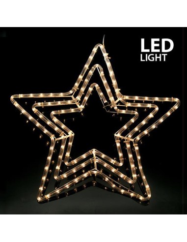 TRIPLE STAR, 4,70m CABLE DE LUZ LED, 2 VÍAS, CON PROGRAMA, BLANCO CÁLIDO, 60x60cm, IP44