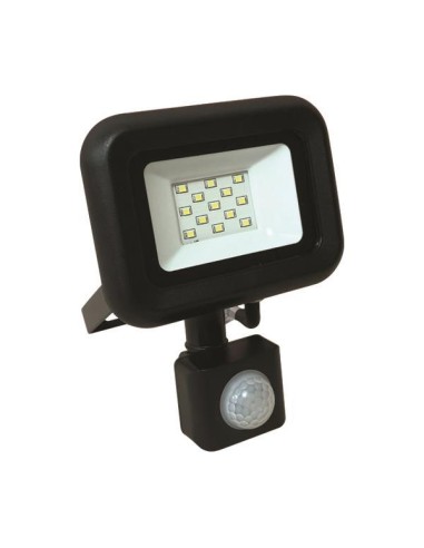PROYECTOR LED SMD CON DETECTOR DE MOVIMIENTO GIRATORIO 10W NEGRO IP44 4000K PLUS